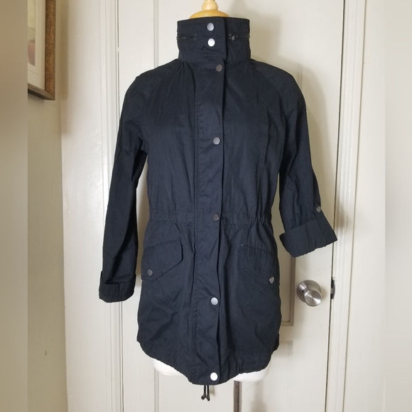 a new day Jackets & Blazers - A NEW DAY S black drawstring waist and hem roll tab polyester jacket